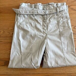 House of Harlow paper bag taupe neutral faux leather high waisted pants. Size 2